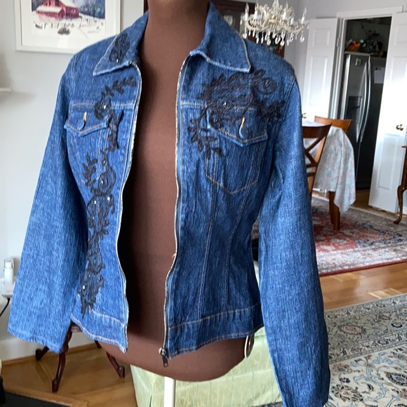 NWOT Bandolli jeans collection embellished denim jacket. - Picture 2 of 9